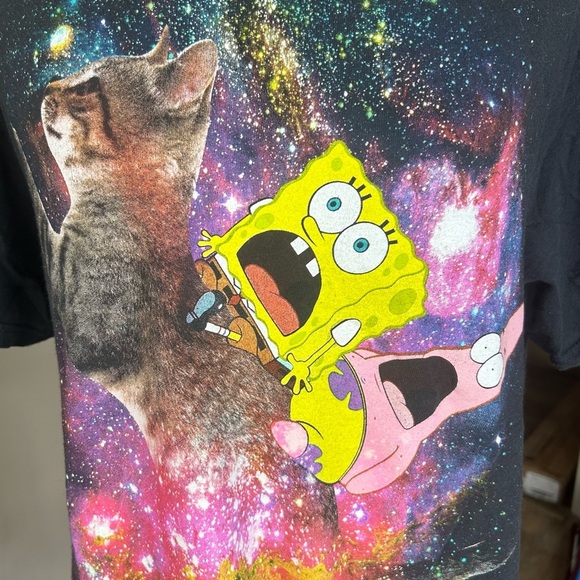 SpongeBob Tee Shirt L Patrick Star Kitty Cat Space Travel Nickelodeon - Picture 4 of 5
